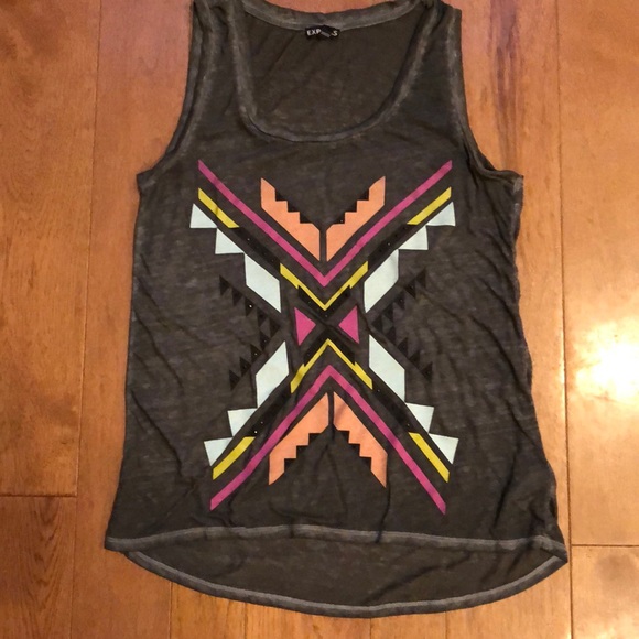 Express Small Grey tank aztec design - Picture 2 of 5